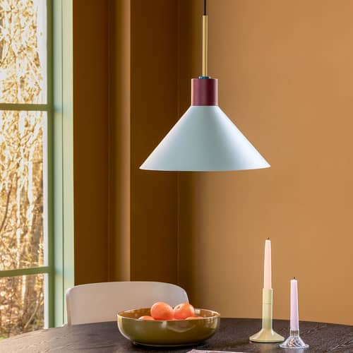 Crayon Pendant metal blue / Ø 35 cm - HÜBSCH - Pale blue / Burgundy - Lacquered iron