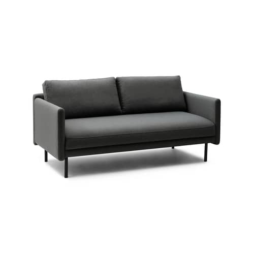 Sofa Rar textil grau / 2-Sitzer - L 168,5 cm - Normann Copenhagen - Stoff Dunkelgrau - Gewebe, Holz, PU-Schaum, Stahl