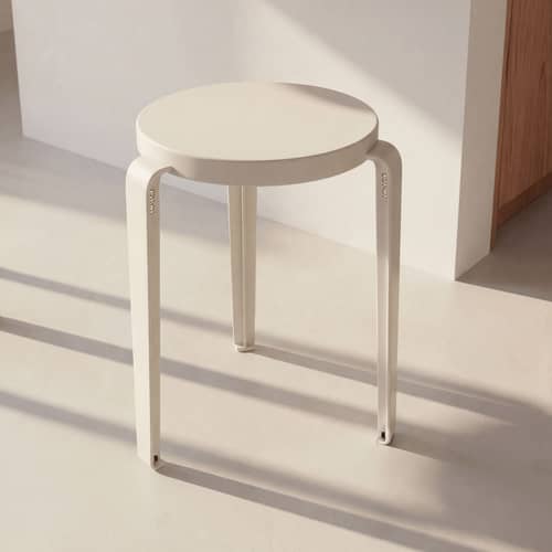 Stappelbarer Hocker Lou Chroma holz weiß / Ökozertifiziertes Holz - TIPTOE - Cremeweiß - Ökozertifiziertes Holz, Stahl