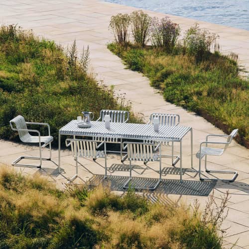 Table rectangulaire Palissade métal vert / 220 x 90 cm - Hay - Vert olive - Acier thermolaqué