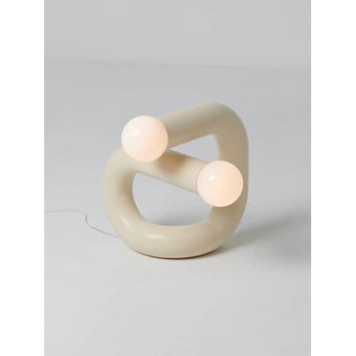Tischleuchte Sphinx metall beige / Stahl & Glas - Axel Chay - Beige - Glas, lackierter Stahl
