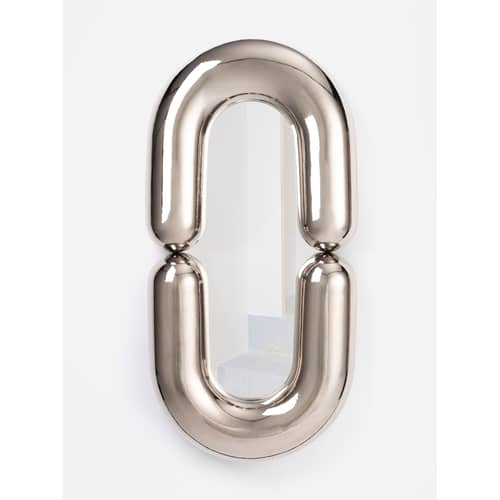 Wandspiegel Zodiac Bumper Large keramik silber metall / Keramik - L 55 x H 110 cm - Moustache - Silberfarben - Glas, Keramik