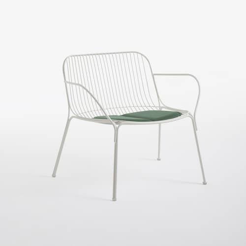  Seat cushion textile green / For the HiRay low armchair - Recycled - Kartell - Dark green - Polyurethane, Recycled fabric