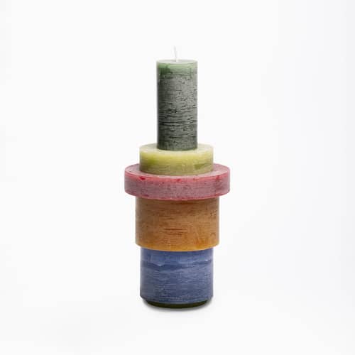 Bougie Stack 03 (édition Design Museum Gent) / 5 modules empilables - Combustion 80 heures - STAN EDITIONS - Marron - Paraffine