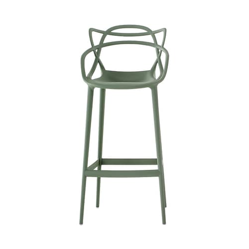 Chaise de bar Masters plastique multicolore / H 75 cm / Modèle d\'exposition - Kartell - Vert sauge - Technopolymère thermoplastique recyclé