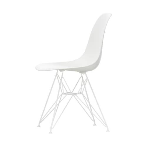 Chaise DSR - Eames Plastic Side Chair plastique blanc / (1950) - Pieds blancs - Vitra - Blanc / Pieds blancs - Acier laqué époxy, Polypropylène