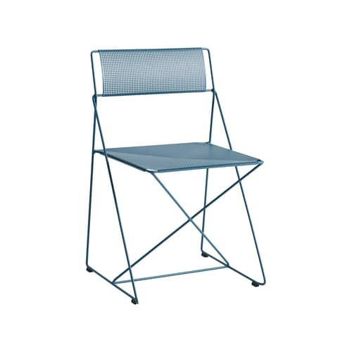 Chaise empilable X-Line OUTDOOR / Réédition 1977 - Acier perforé - Hay - Bleu poudré - Acier, Tôle d\'acier perforée
