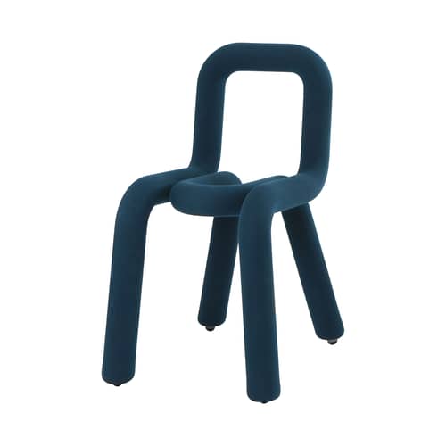 Chaise rembourrée Bold tissu bleu / Big Game, 2009 - Moustache - Bleu canard - Acier, Mousse polyuréthane, Tissu