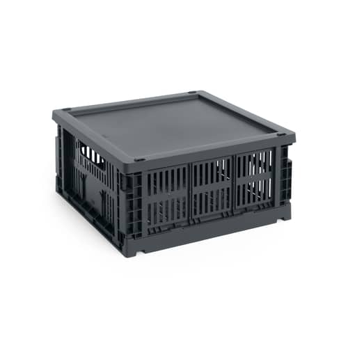 Couvercle  plastique gris / Pour panier Colour Crate Medium Square & Cube 30 x 30 cm / Seconde vie - Hay - Charbon - Polypropylène recyclé