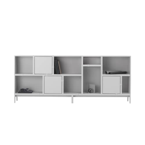 Etagère Stacked / Small rectangulaire 43x21 cm / Avec fond - Muuto - Gris - MDF peint