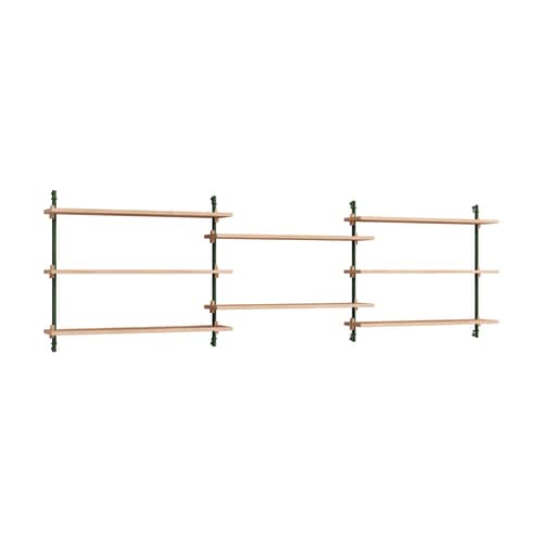 Étagère Wall Shelving – ws.65.3 bois naturel / L 239 x H 65 x Prof. 17,5 cm - MOEBE - Chêne naturel / Vert - Acier, MDF placage chêne