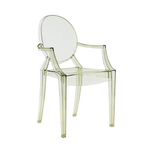 Fauteuil empilable Louis Ghost plastique vert / Polycarbonate 2.0 - Kartell - Vert transparent - Polycarbonate