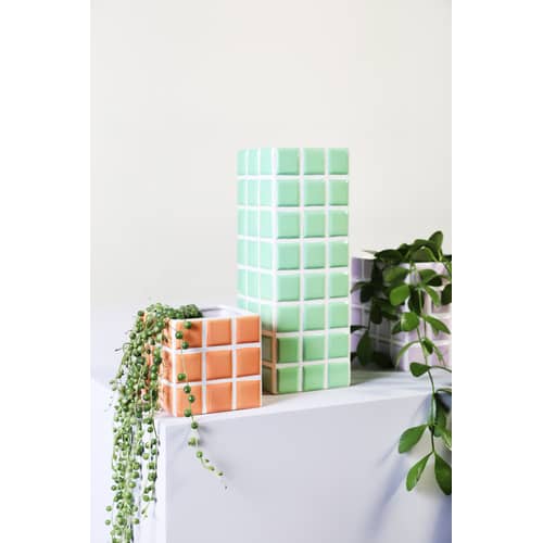 Tile Small Flowerpot ceramic orange / 10.5 x 10.5 x 10 cm - & klevering - Peach - Ceramic