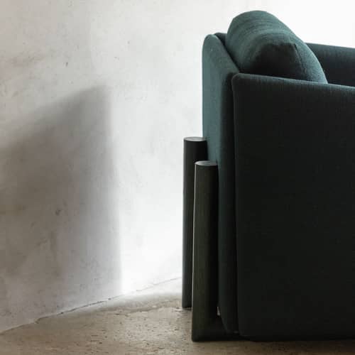 Gepolsterter Sessel Timber textil grün - KANN DESIGN - Grün - getönte Eiche, HR-Schaum, Kvadrat-Gewebe