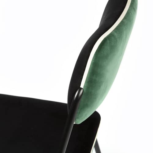 Gepolsterter Stuhl Double jeu textil grün schwarz / Velours - Maison Sarah Lavoine - Grün / Schwarz - Holz, lackierter Stahl, Schaumstoff, Velours