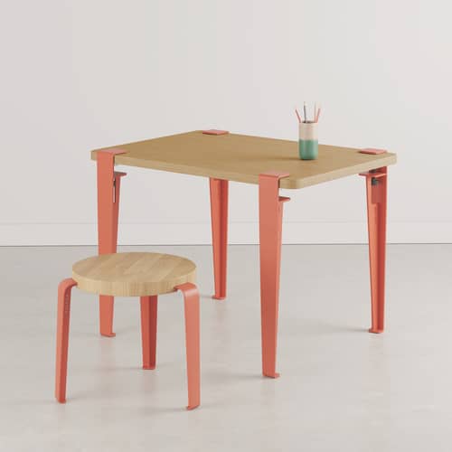 Kinderschreibtisch  holz rosa / 70 x 50 cm - Eiche - TIPTOE - Eiche / Füße Rosa Flamingo - Ökozertifizierte Massiveiche, thermolackierter Stahl
