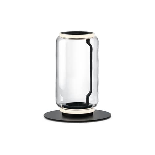 Lampadaire Noctambule Cylindre 1 verre transparent / LED - H 50 cm - Flos - H 50 cm / 1 cylindre - Acier, Fonte d\'aluminium, Verre soufflé