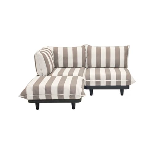 Canapé de jardin 2 places Paletti set tissu marron / Accoudoir gauche - L 190 cm - Fatboy - Rayé / Cacao - Acier, Mousse polyester, Polyéthylène recyclé, Tissu oléfine