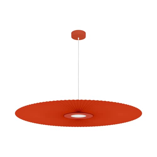 Pendelleuchte Carmen textil orange Große LED / Ø 120 cm - Hartô - Terracotta - lackiertes Metall, plissiertes Gewebe