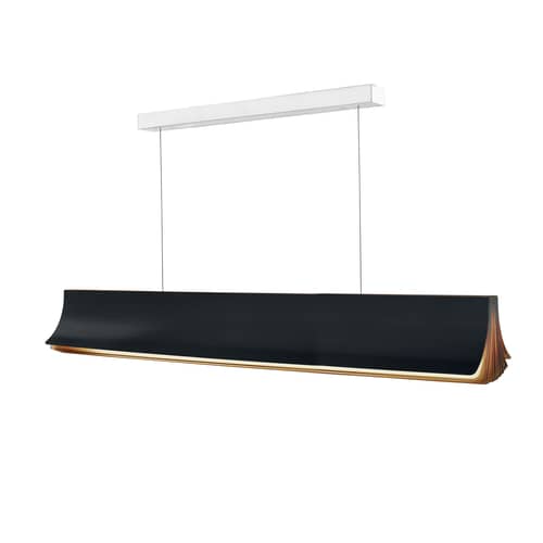 Sospensione Respiro LED metallo nero oro / L 120 cm - Alluminio - DCW éditions - Interni in Nero & Oro - Alluminio anodizzato