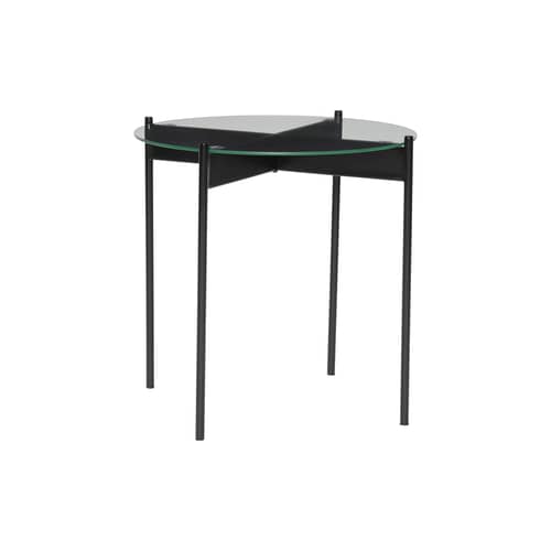 Table d\'appoint Beam verre noir / Ø 45 x H 42 cm - HÜBSCH - Noir - Fer, Verre