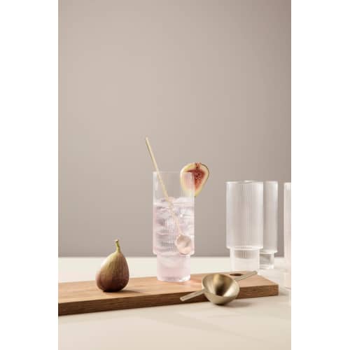 Set de 4 verres long drink Ripple / Ø 6 x H 14 cm (30 cl) - Ferm Living - Transparent - Verre soufflé bouche