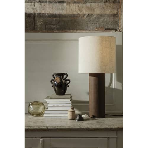 Abat-jour Eclipse tissu beige / Large - Ø 42 x H 40 cm / Seconde vie - Ferm Living - Naturel - Acier, Tissu