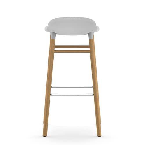 Form Bar stool - H 75 cm / Oak leg by Normann Copenhagen - White / oak - Oak, Polypropylene