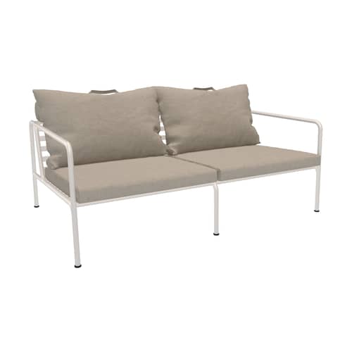 Canapé de jardin 2 places Avon / L 159 cm - Houe - Beige Ash / Structure blanc sourd - Acier thermolaqué, Mousse polyuréthane, Tissu Sunbrella