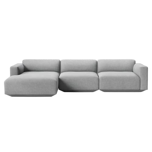 Develius E Corner sofa textile grey / 4 seats - L 309 cm / Left-hand chaise longue - &tradition - Grey (Hallingdal 130 fabric) - Fabric, HR foam, Wood