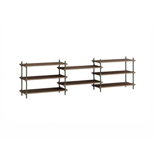 Etagère Shelving System – s.65.3.A / L 239 x H 85 x Prof. 35 cm - MOEBE - Chêne fumé / Vert - Acier, MDF placage chêne