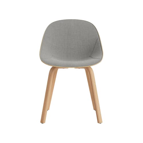 Gepolsterter Stuhl Mat faser grau / Hanf - Buchenfurnier Füße - Normann Copenhagen - Hanf (hell) / Grauer Stoff (Remix 133) / Füße aus Buchenfurnier - FSC-zertifizierte Buche, Gewebe, Hanf, Schaumstoff