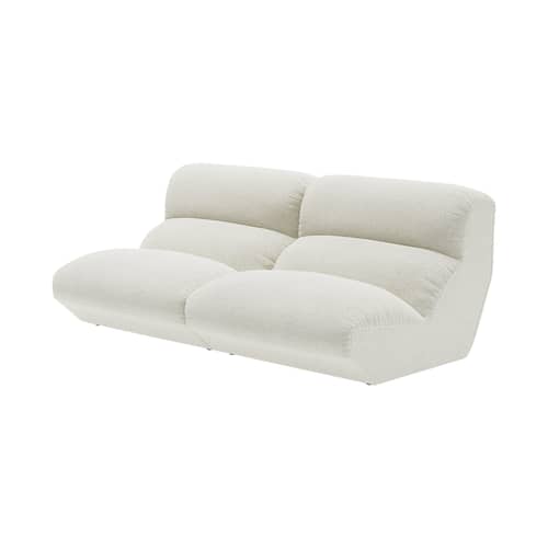 Divano 2 posti Hi Lo - Configuration A tessuto bianco / L 220 cm - Modulare - &tradition - Bianco (Grano 61229) - Legno certificato FSC, Molle, Ovatta di poliestere, Schiuma HR certificata (alta resilienza), Tessuto certificato Ecolabel UE