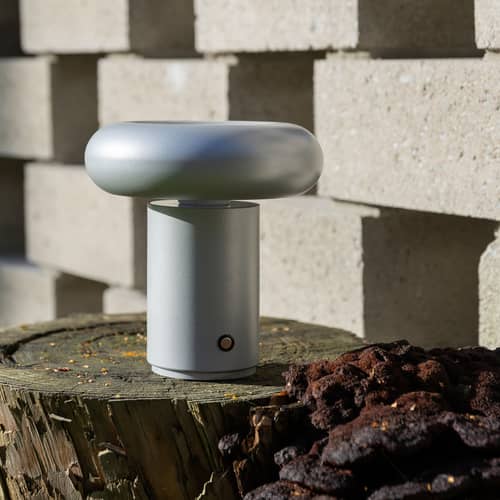 Kabellose, wiederaufladbare Außenlampe Glimpse metall silber / Ø 17 cm - & klevering - Silber Vereist - Metall