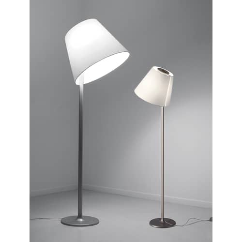 Lampadaire Melampo Mega métal tissu gris / H 217 cm - Artemide - Gris aluminium - Aluminium, Tissu