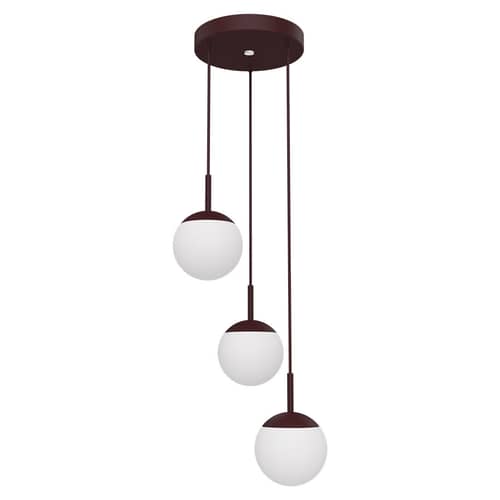 Mooon! Triple LED Pendant metal glass purple / Glass sphere - Bluetooth - Ø 15 cm - Fermob - Black cherry - Aluminium, Glass