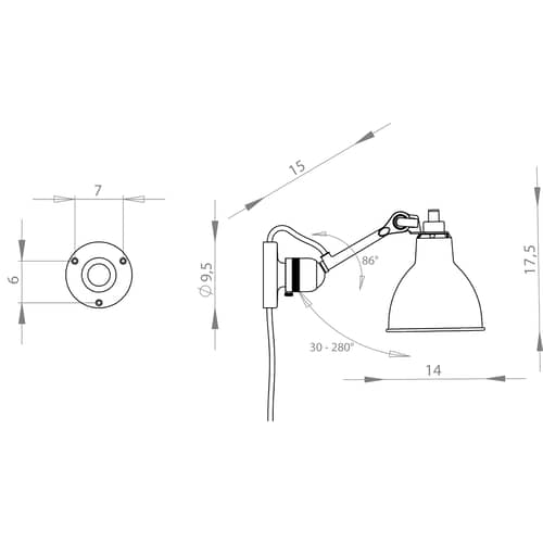 N°304 Wall light by DCW éditions - Lampes Gras - Black / copper on the inside of the diffuser - Aluminium, Steel