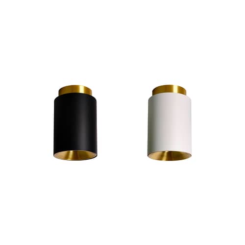 Pack promo  metallo nero bianco / Set di 2 Plafoniere Tobo C85 - Ø 8,5 x H 13 cm - DCW éditions - Bianco & Nero - Acciaio, Ottone