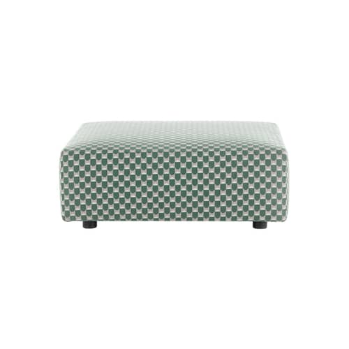 Pouf d\'extérieur Plastics OUTDOOR x Liberty tissu vert / 88 x 88 x H 30 cm - Kartell - Vert sauge (Liberty Obi Check) - Polyuréthane expansé, Tissu outdoor