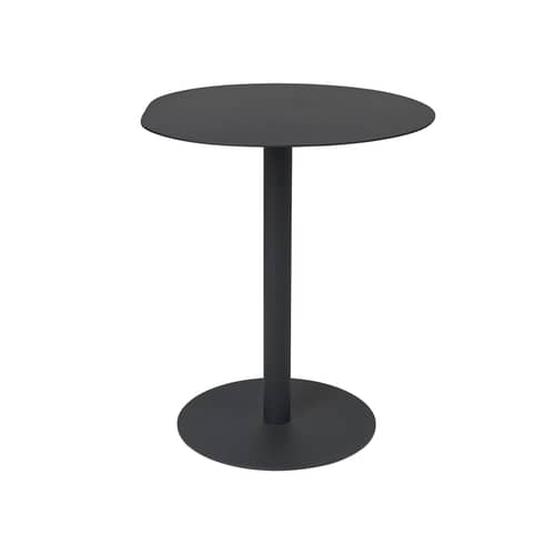 Runder Tisch Pond Café OUTDOOR metall schwarz / Ø 64 cm - Asymmetrische Form - Ferm Living - Schwarz - Verzinkter, pulverbeschichteter Stahl