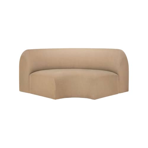 Sofa modulierbar Bulky textil beige / Modul für abgerundete 90°-Ecken - Ethnicraft - Hellbeige Sepia Hellbeige - Faser, Gewebe, Hochdichter PU-Schaum, Holz