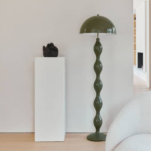Stehleuchte Powers metall grün - NV GALLERY - Olivgrün - lackiertes Eisen, Poly-natur