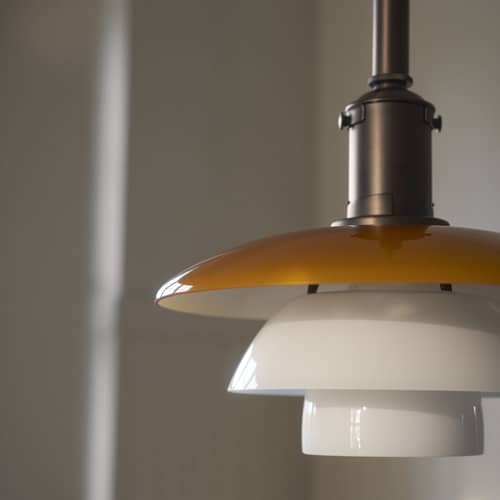 Suspension PH 3/3 /  Réédition 1926 - Édition limitée centenaire - Louis Poulsen - Ambre/ laiton bruni - Laiton bruni, Verre soufflé bouche