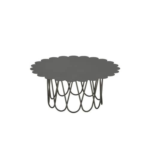 Table basse Flower Small métal gris / By Alexander Girard, 1977 - Ø 60 cm - Vitra - Anthracite - Acier laqué époxy