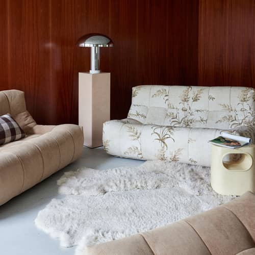 Table d\'appoint Space céramique beige / 36 x 26 x H 39 cm - HK LIVING - Crème - Céramique émaillée