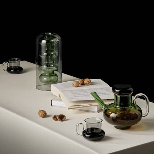 Tazza da tè Bump vetro nero / Set di 2 - Vetro soffiato - Tom Dixon - Grigio e nero - Vetro borosilicato soffiato