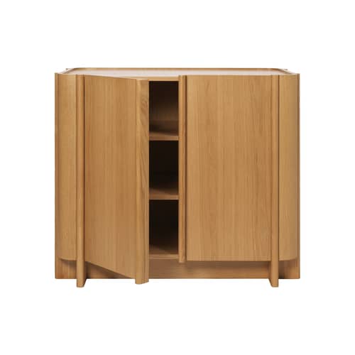 Comò Tilu legno naturale / L 103 x H 90 x P 58 cm - Ferm Living - Comò / Quercia - Impiallacciatura di rovere, Rovere massello