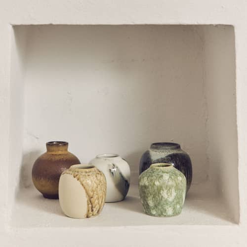 Vase 70s céramique multicolore / Set de 4 mini vases - HK LIVING - Multicolore - Grès émaillé