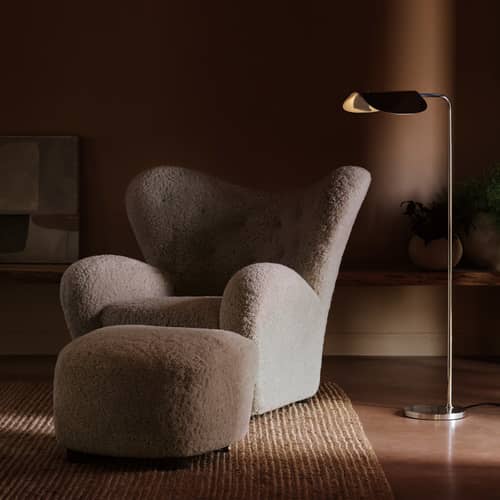 Lampada a stelo Wing metallo argento / Orientabile - Audo Copenhagen - Alluminio lucido - Acciaio, Alluminio