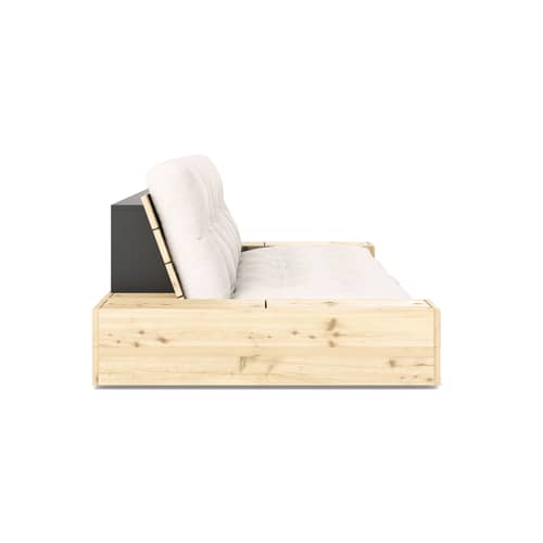 Canapé convertible Base / L 244 cm - Avec 2 blocs-accoudoirs / 3 places - KARUP DESIGN - Naturel 701 (tissu coton) / Pin clair - Fibres recyclées mélangées, Mousse, Pin massif certifié FSC, Tissu polyester